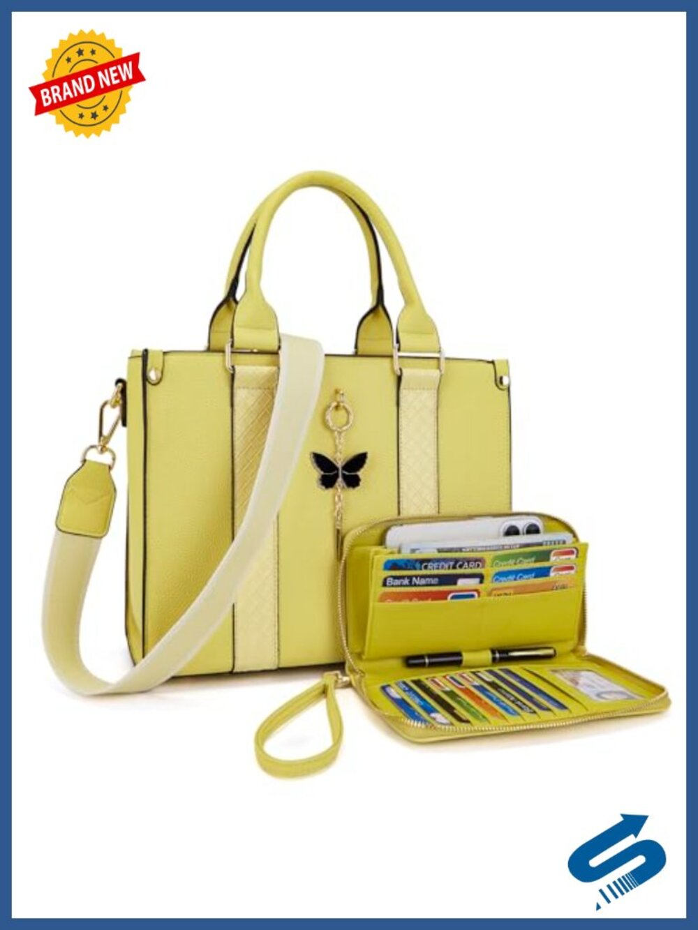Faux Leather Tote Bag Satchel Purse and Wallet Set Handbags